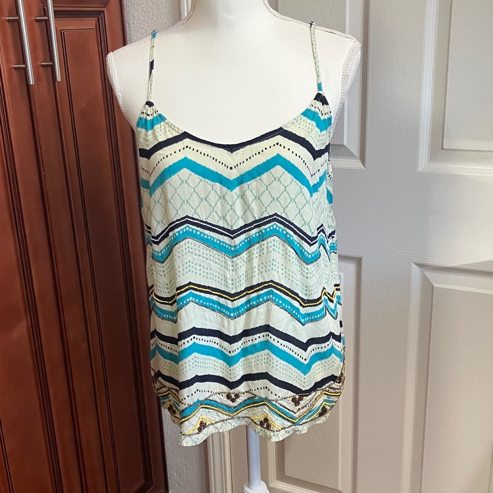 Lucky Brand Blue and Cream Tank Top